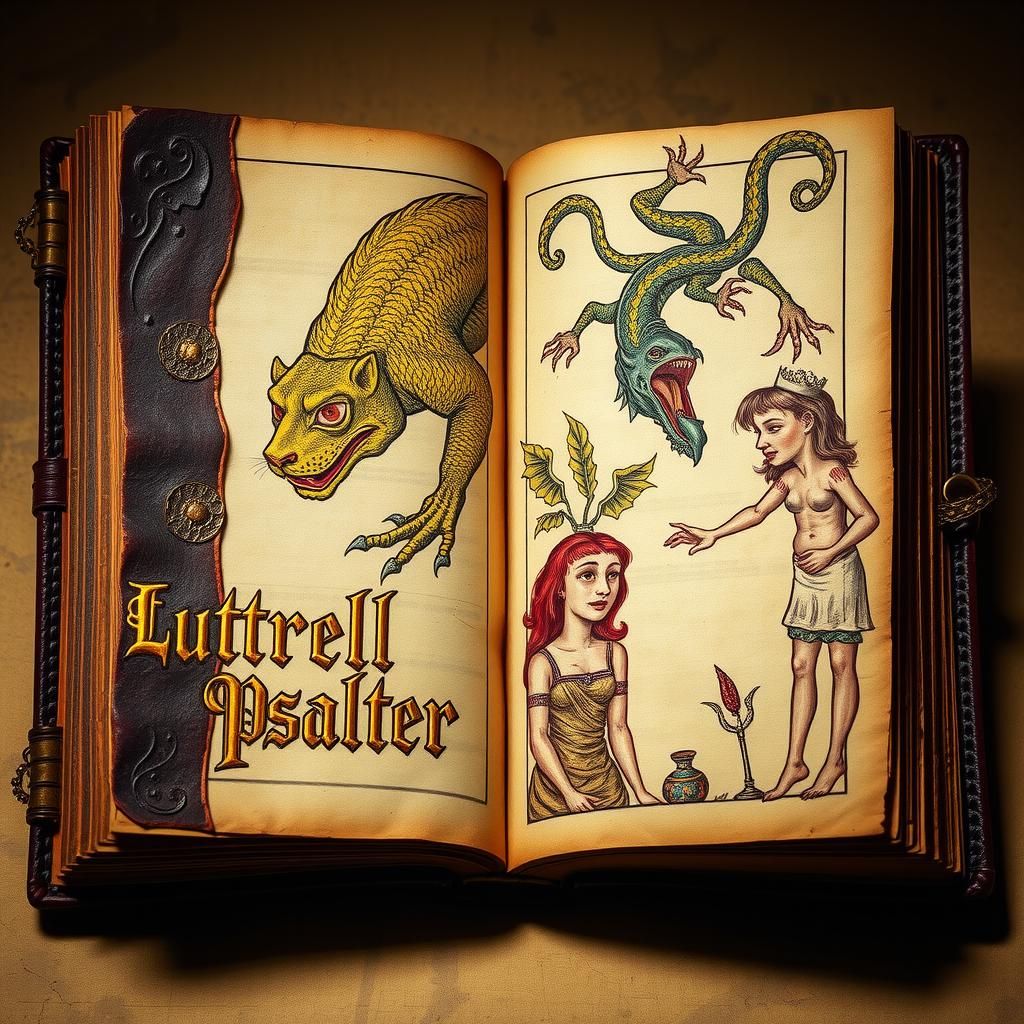 Medieval Luttrell Psalter with Grotesque Illuminations