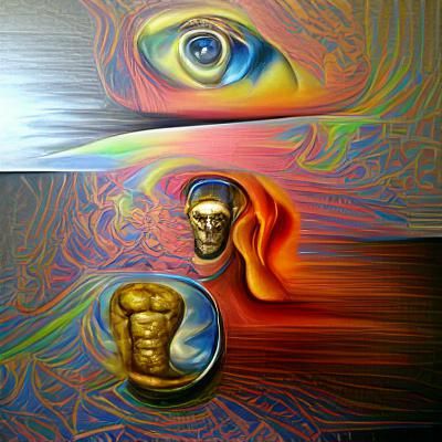 Psychedelic Oil Painting Exploring Duality