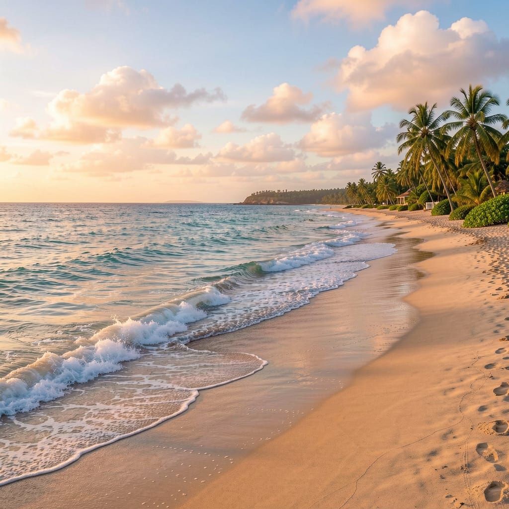 Beautiful Beach Scene with Gentle Waves