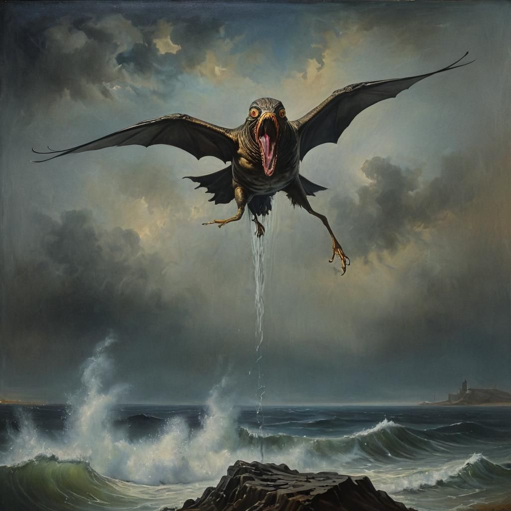 Surreal Robot Escapes into Gloomy Night, Dali Style