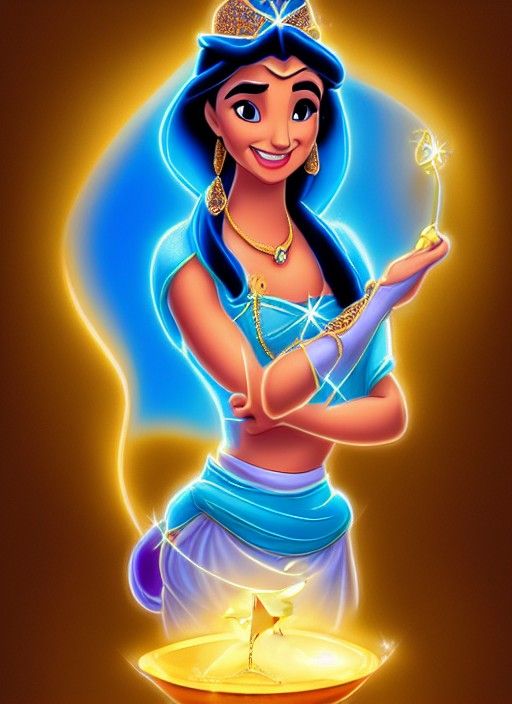 Princess Jasmine with Crystalline Genie Lamp