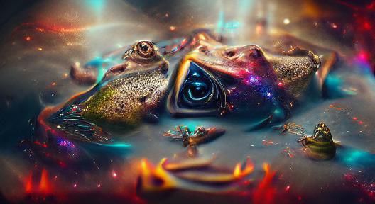 Illuminati Frog in Renaissance Painting Style