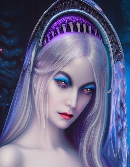 Alien Slug Saint Priestess: Gothic Horror Portrait