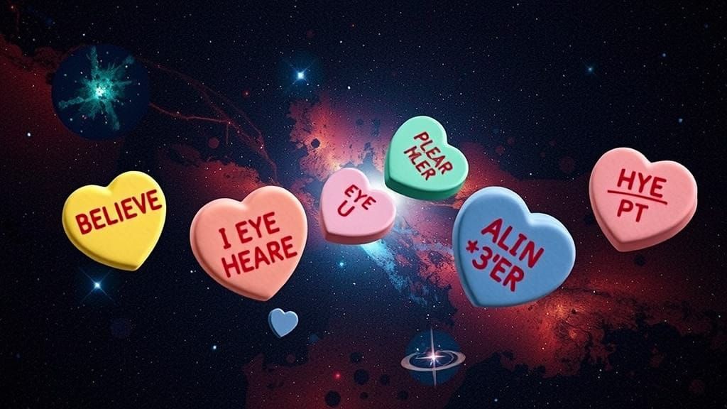 Surreal Space Valentine's Day Candy in Cosmic Fine-Art Style