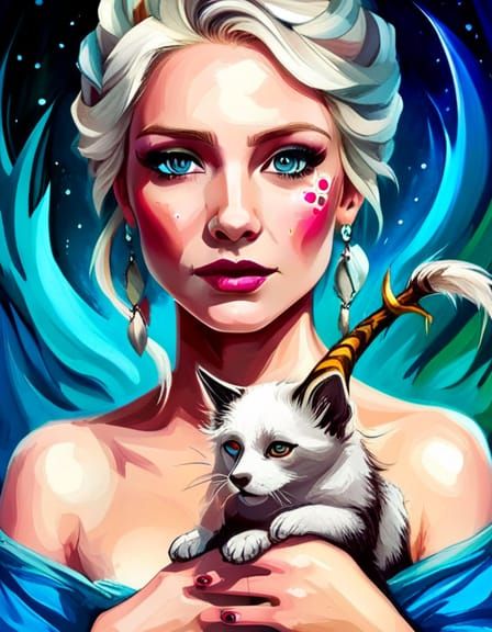 Elsa Sorceress Goddess Portrait in Polychromatic Detail