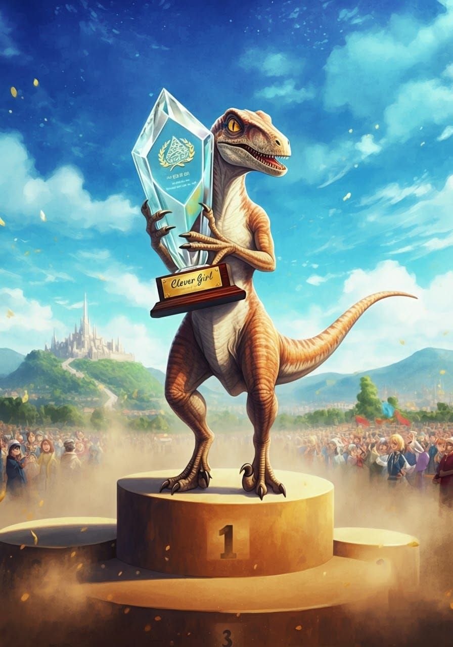 Velociraptor Victory: Anime-Style Digital Art