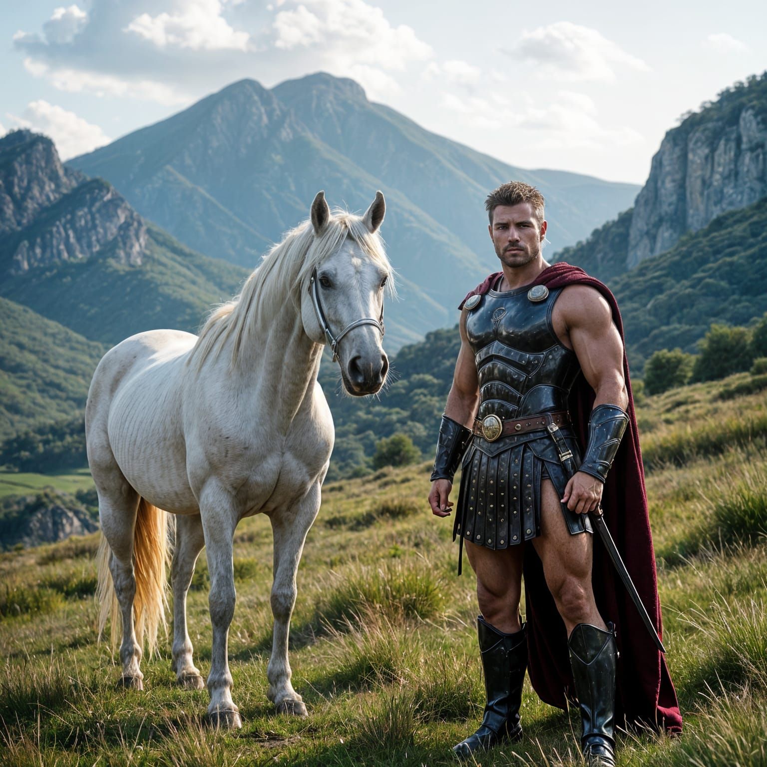 Horse and Warrior in Ancient Greece Style