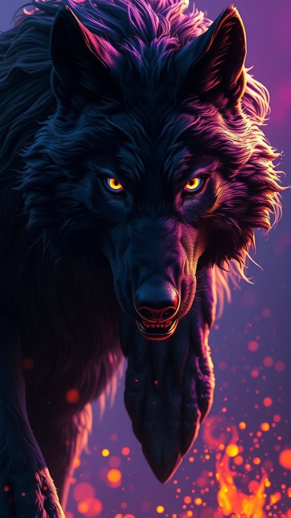 Majestic Dark Fantasy Wolf in Hyperdetailed Glory