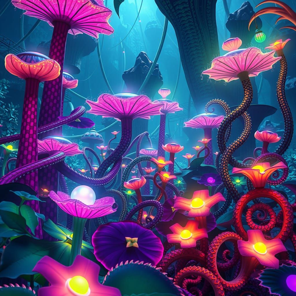 Otherworldly garden of alien plants