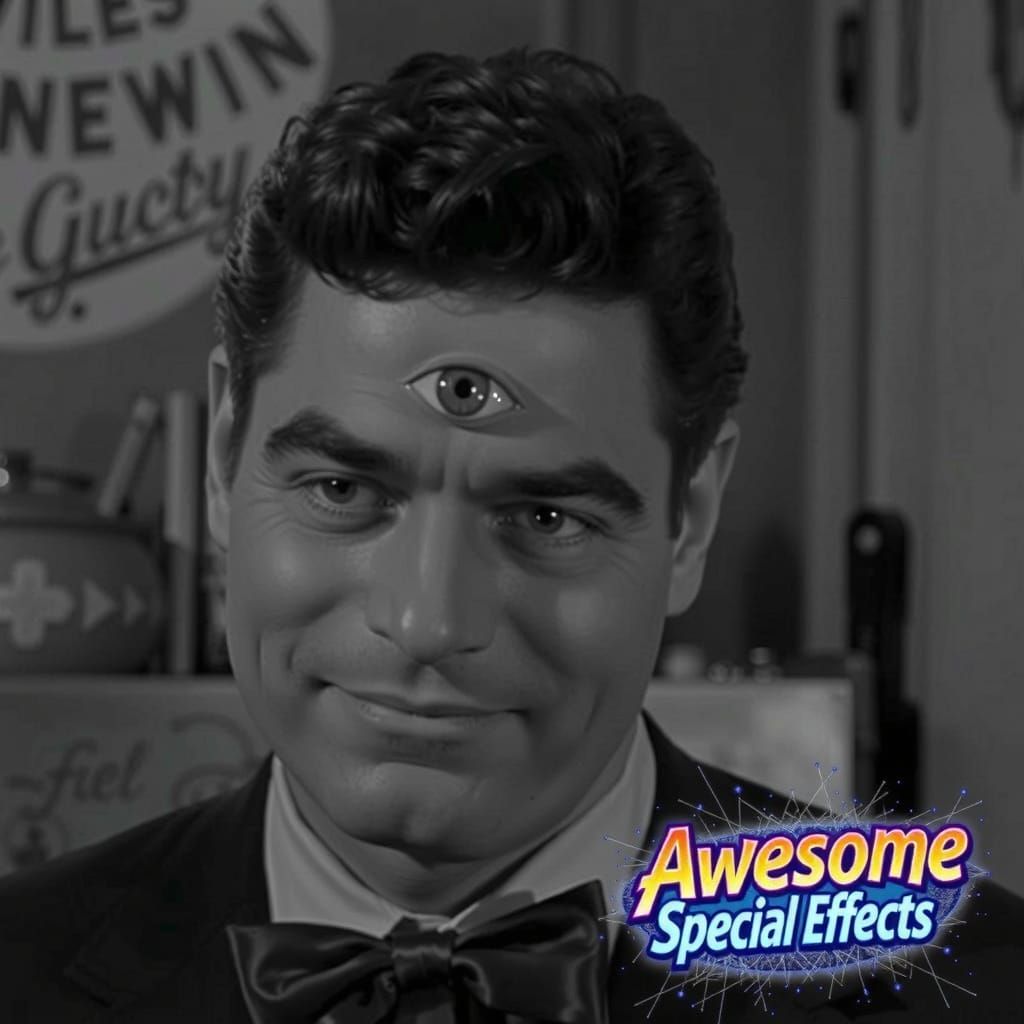 Man With Eye Forehead in 1950s B&W Photography