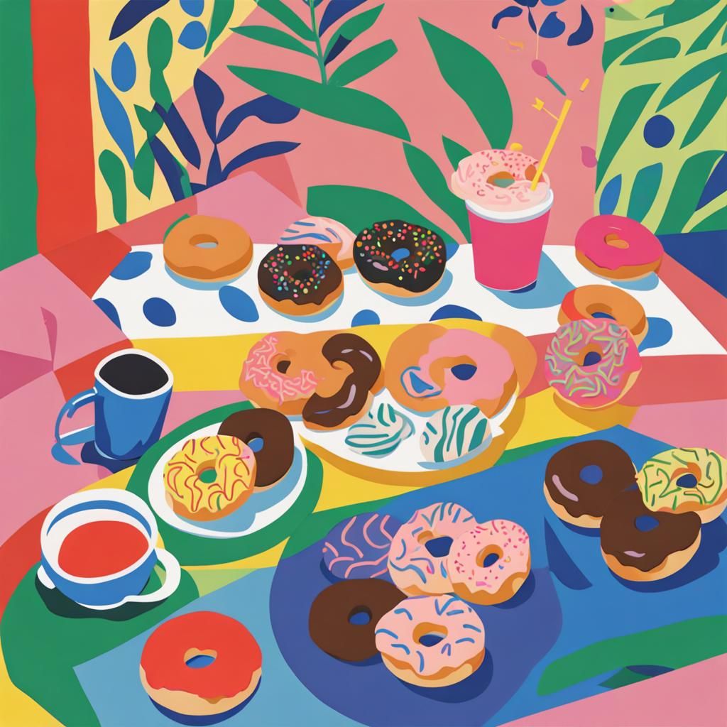2000s Party at Dunkin Donuts in Fauvist Style