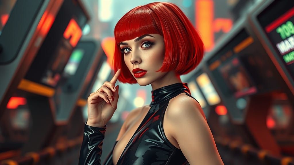 Cyberpunk Fashion Model in Neon Glow