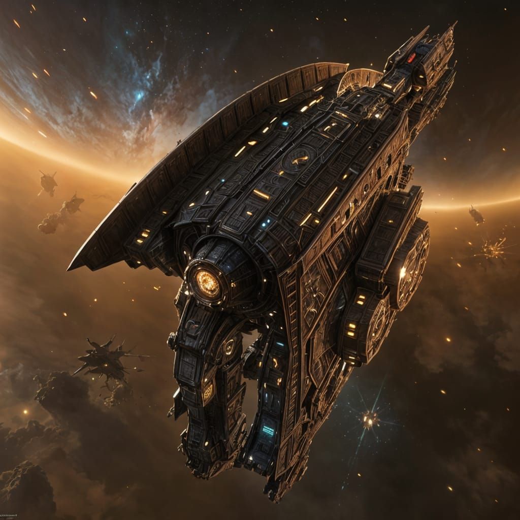 Colossal Amarian Dreadnought Spaceship in Detailed Matte Pai...