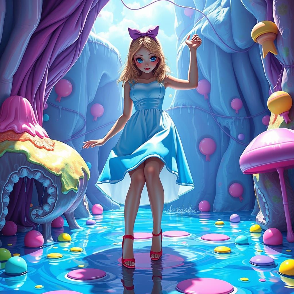 Alice in Wonderland Stepping into Infinity in Whimsical Cand...