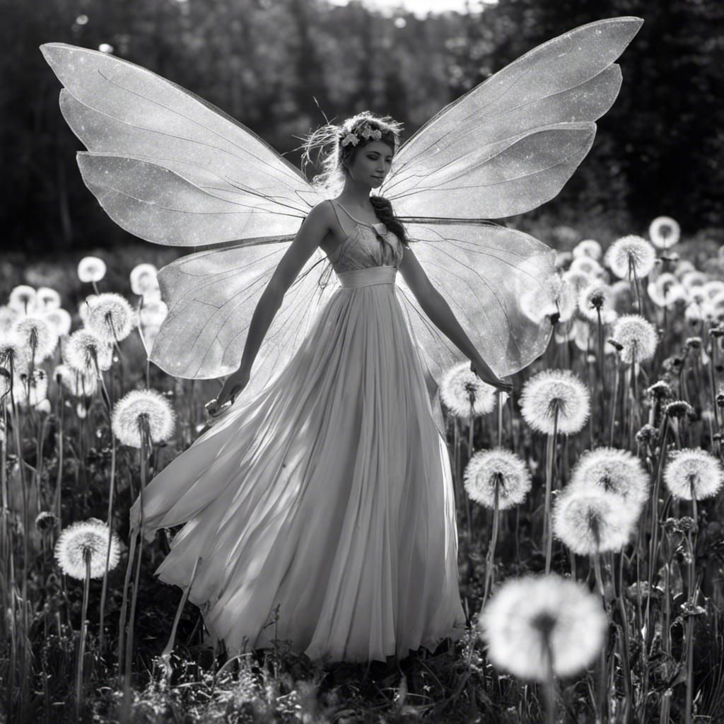 whimsical dandelion fairy , no poorly drawn hands