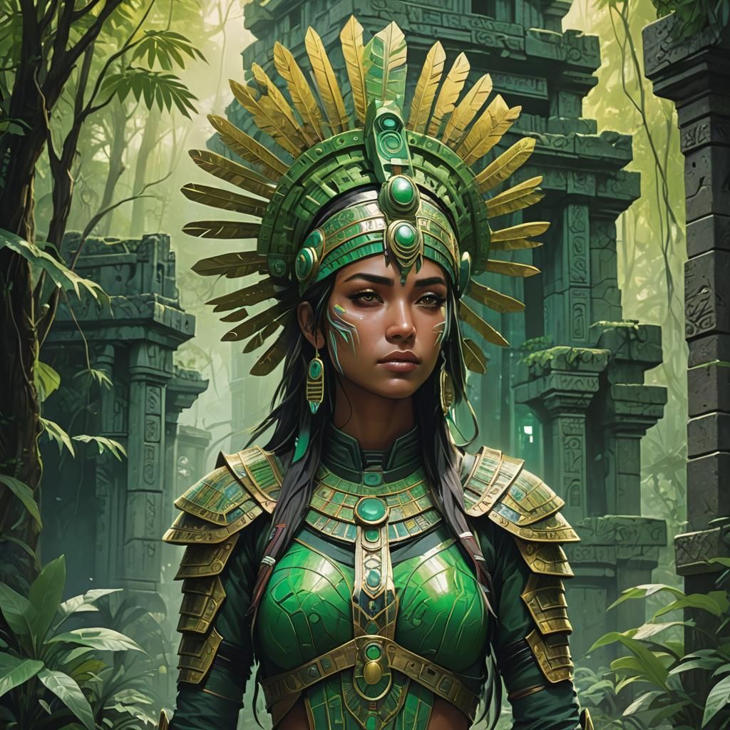 Dystopian Neon Temple with Anime Figures