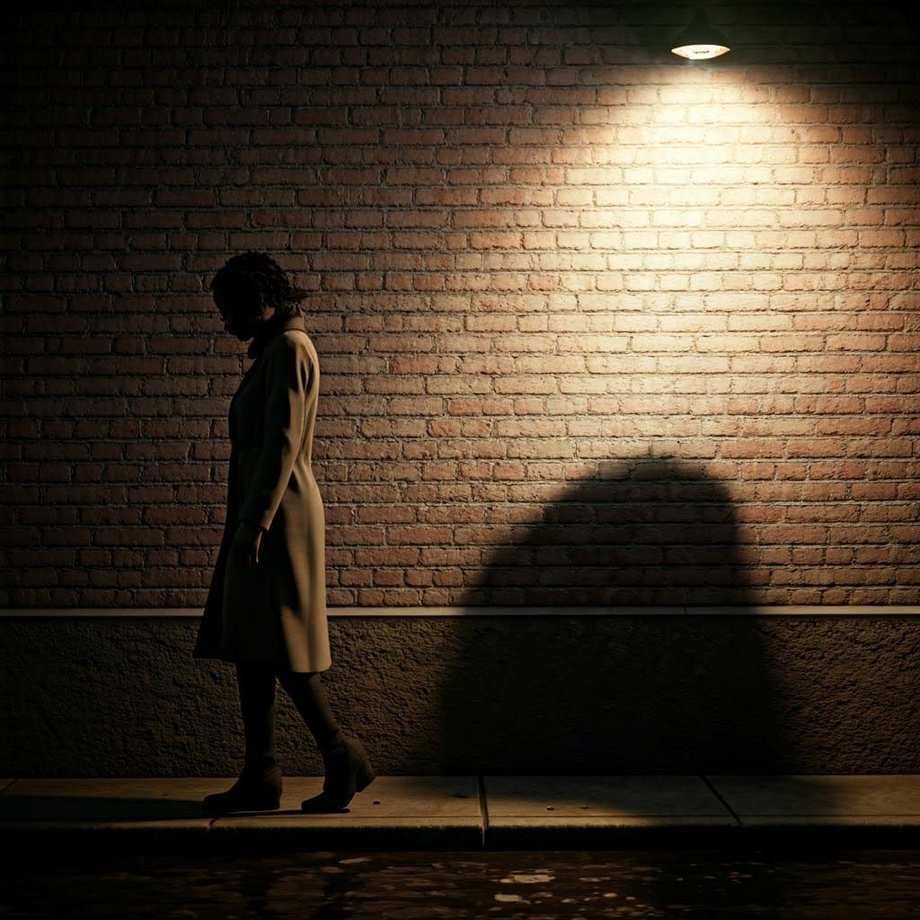 African American Woman's Shadow Reveals Depression