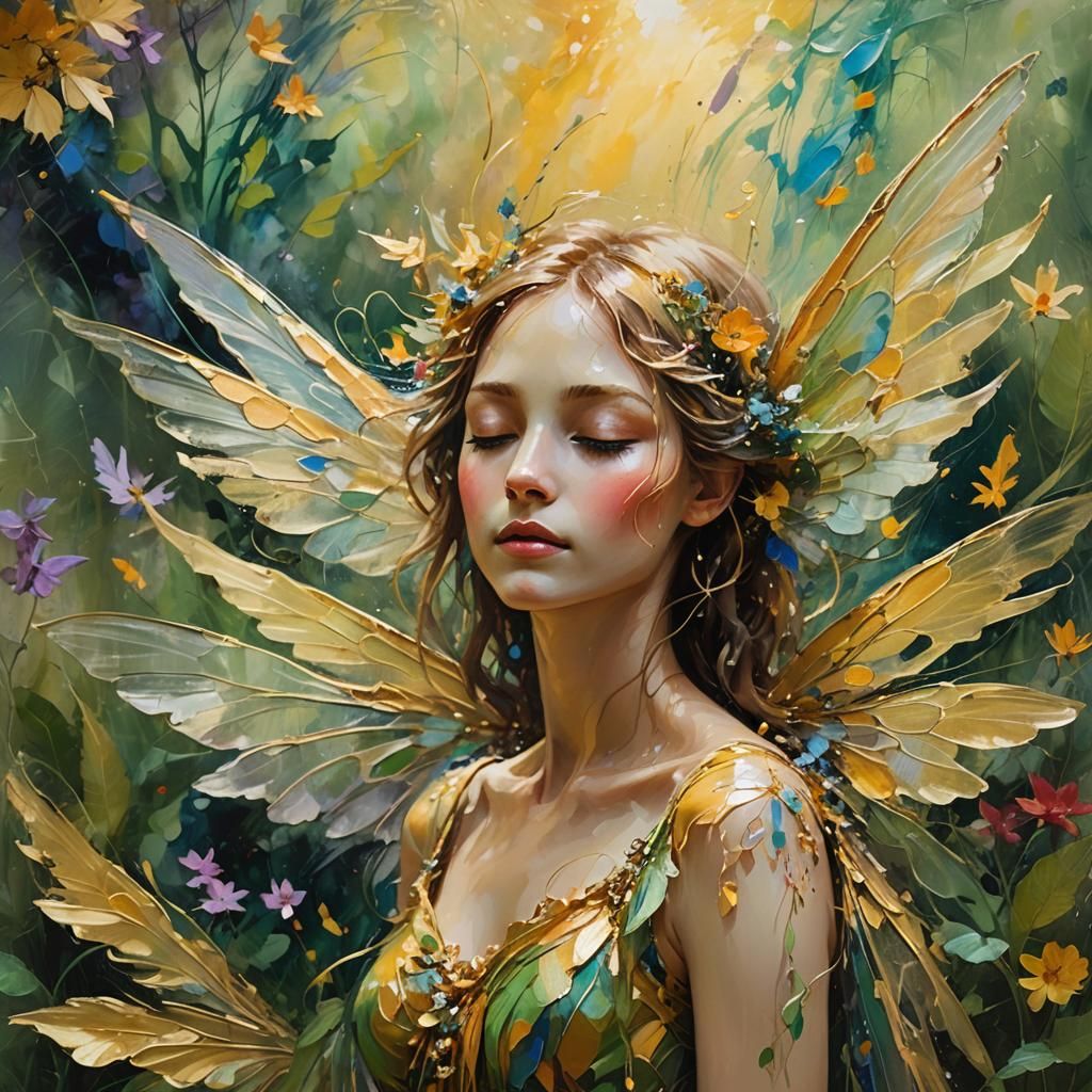 Fairy Waking in Garden, Abstract Expressionism