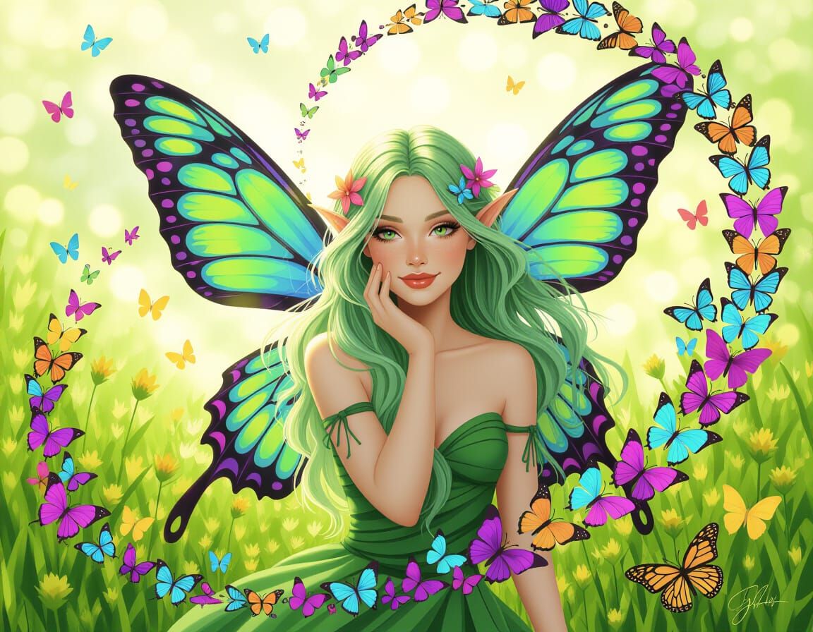 Butterfly Fairy Portrait in Becket-Griffith Style