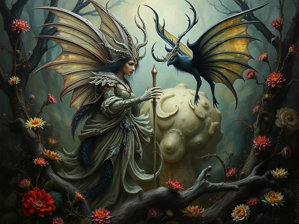 Surreal Fairytale Creatures in Vast Metaphysical Landscape