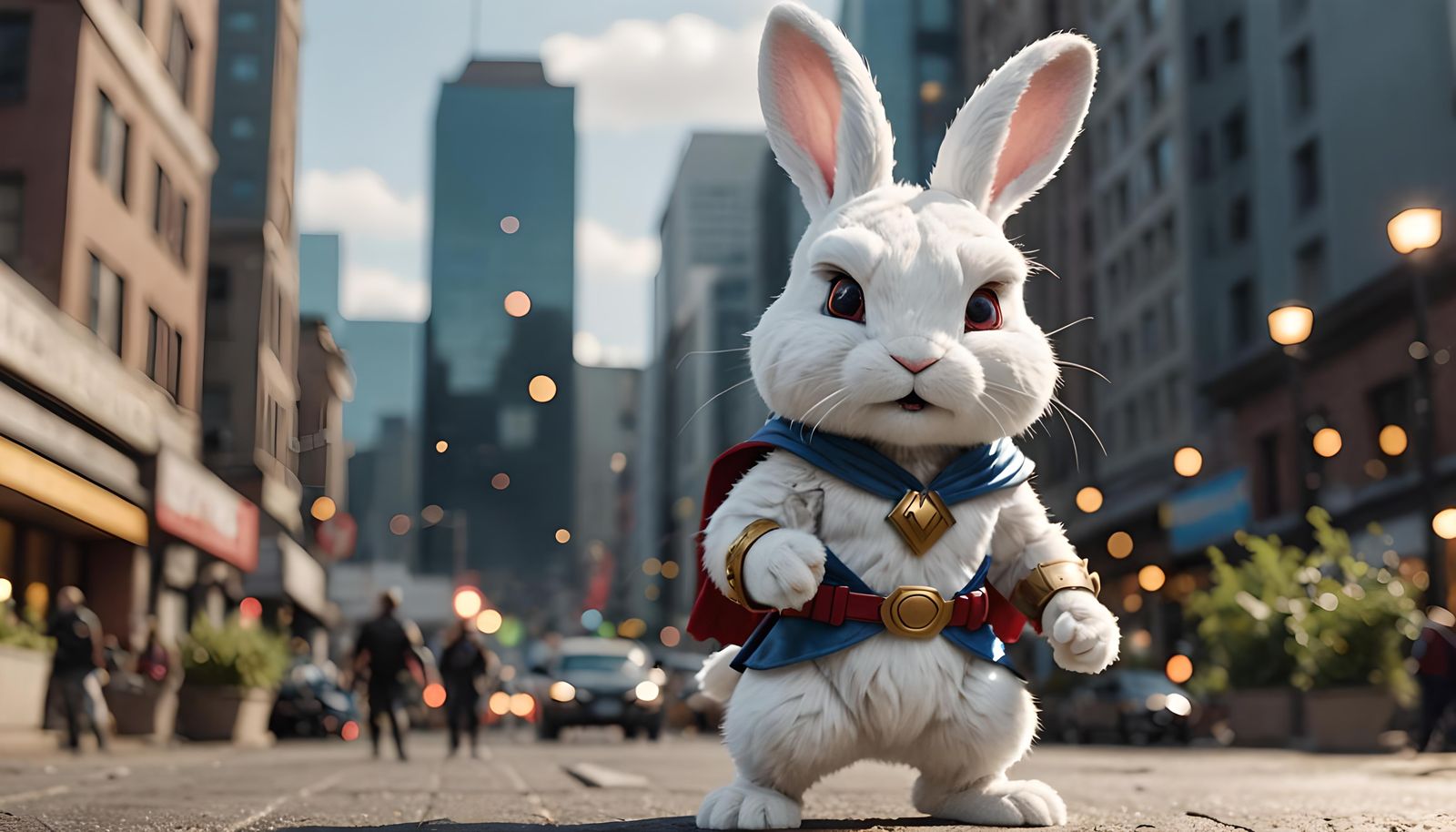 Superhero Rabbit in CG Animation Style