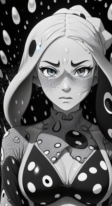 Surreal Rainstorm in Vibrant Splatoon Pointillism Style