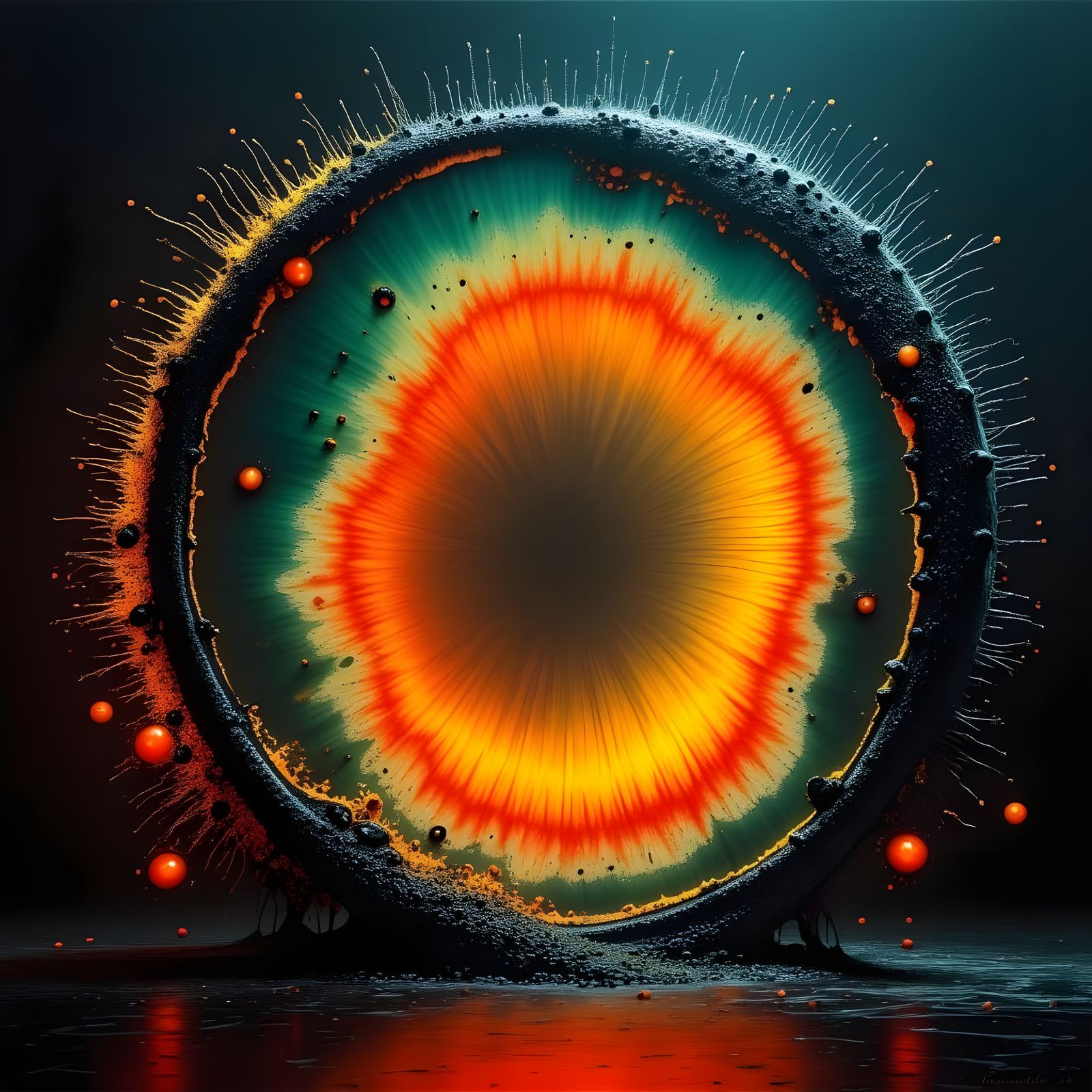 A Vibrant Agate-Inspired Time Portal in Orange and Teal Sci-...