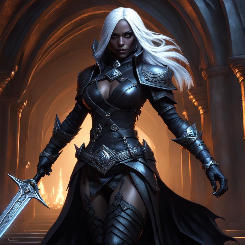 Drow Warrior in Dark Fantasy Style