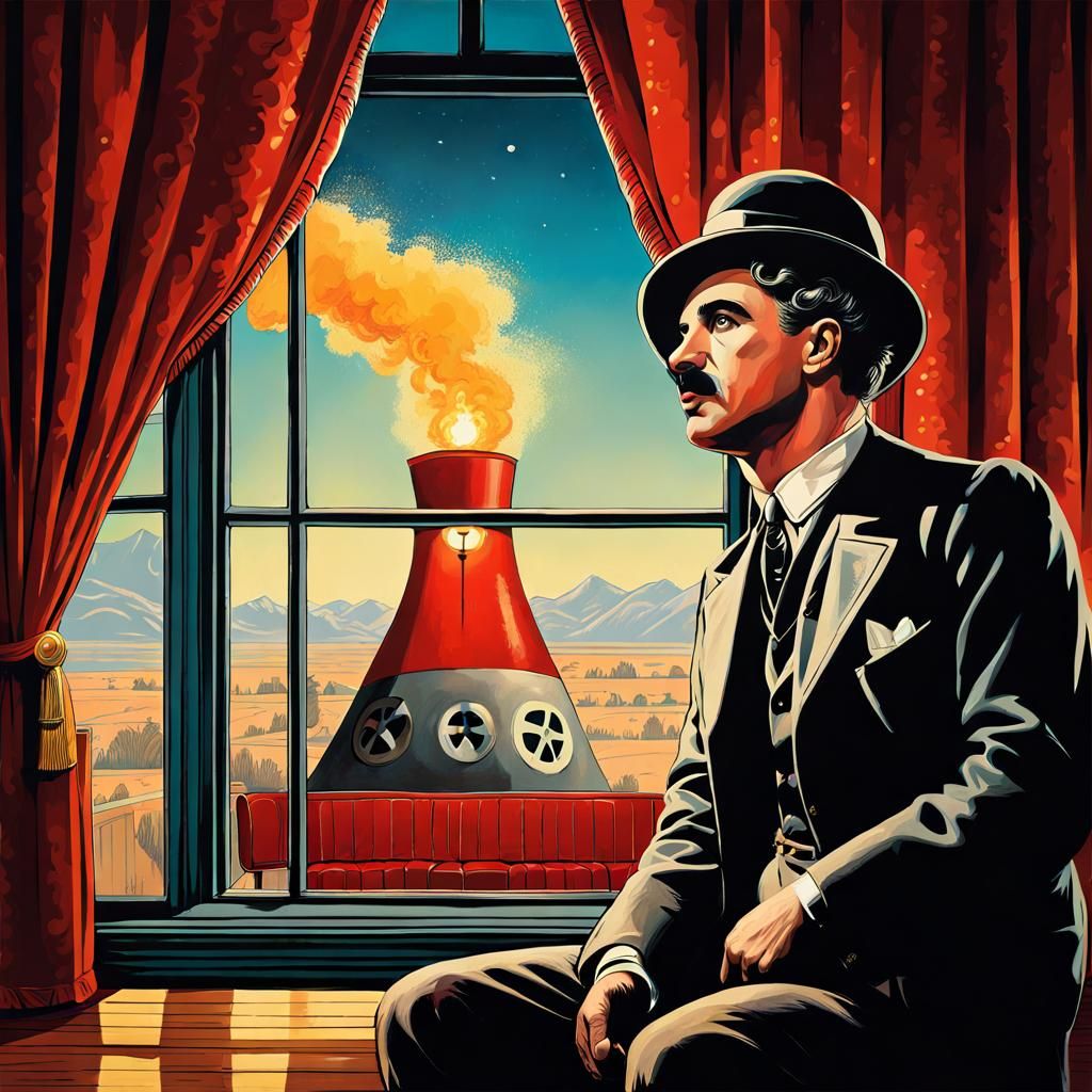 Chaplin on Stage: Soviet Era, Hyperrealistic Splash Art