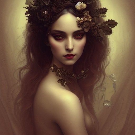 Ornate Portrait of a Beautiful Woman in Art Nouveau Style