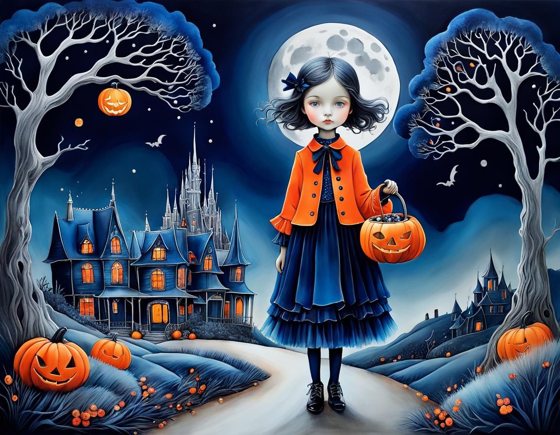 Magical Trick-or-Treating in Whimsical Illustration