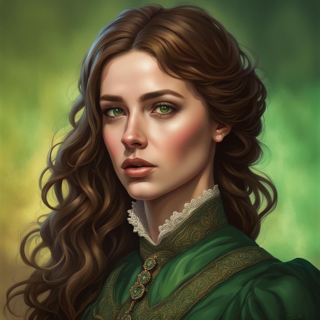 Victorian Lady Portrait in Hyperrealistic Splash Art