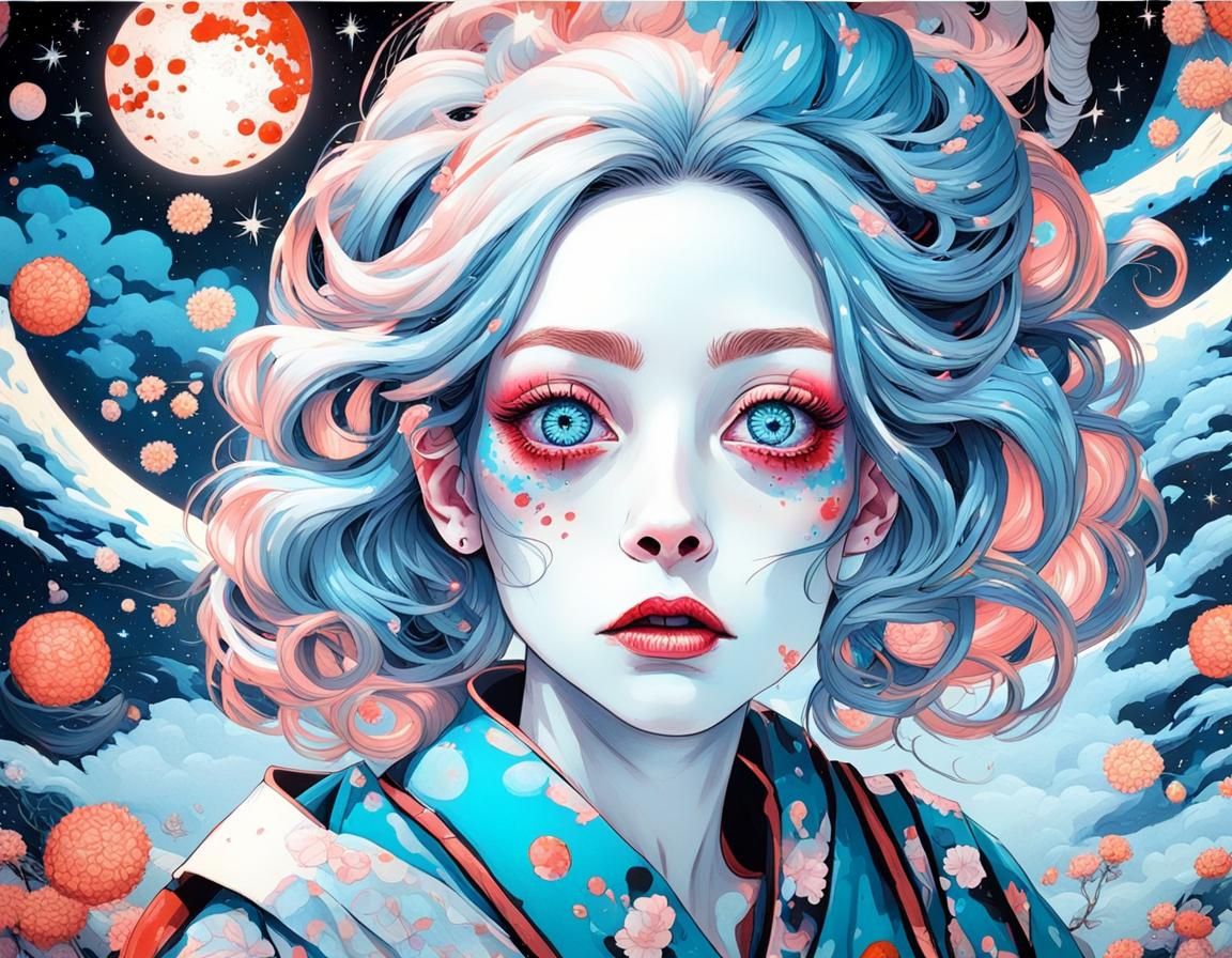 Sad Woman in Space: Ukiyo-e Candy Art