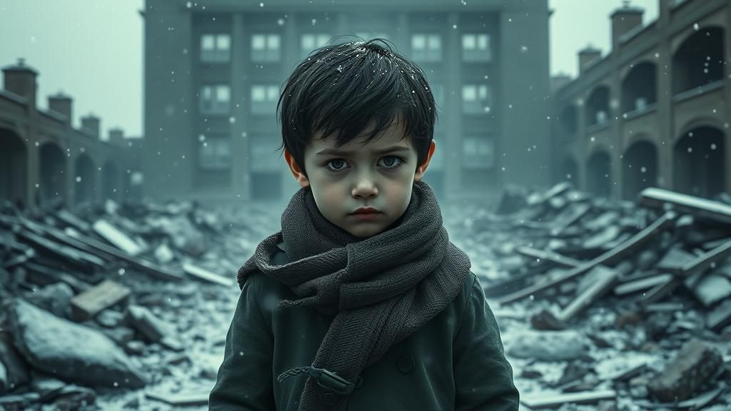 Boy in Ruins: A Somber Digital Illustration