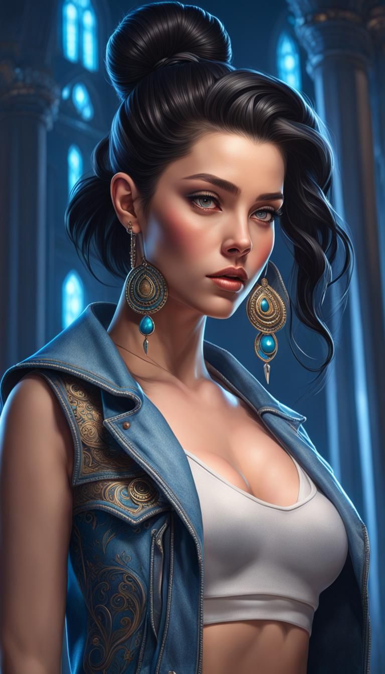 Girl with Glowing Eyes: Photorealistic Portrait