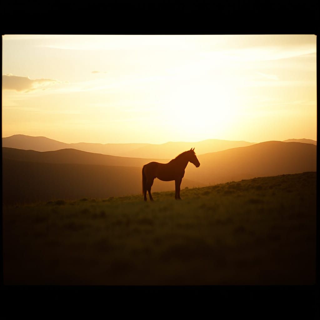 Stunning Cinematic Film Still of Horse in Epic Landscape