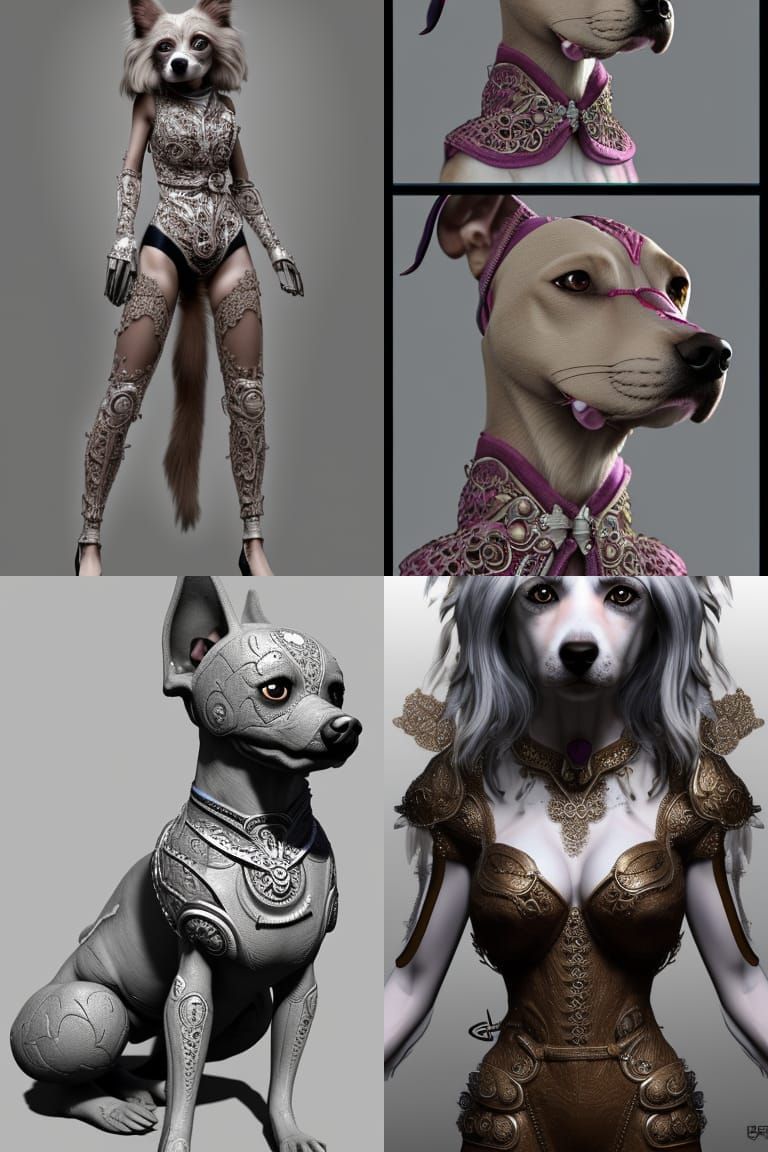 Anthropomorphic Dog Girl in Detailed Fantasy Art