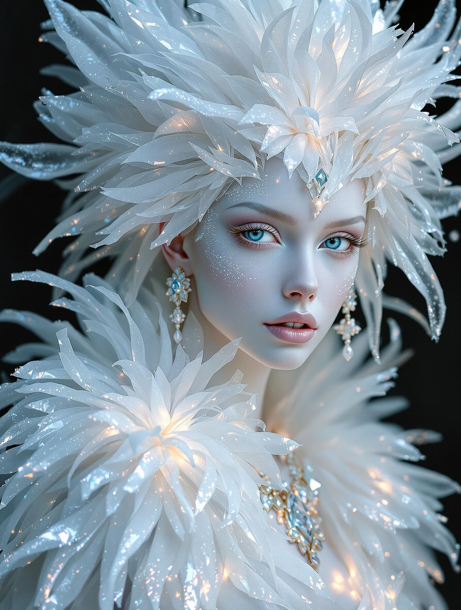 Ethereal Frost Queen with Iridescent Make-Up