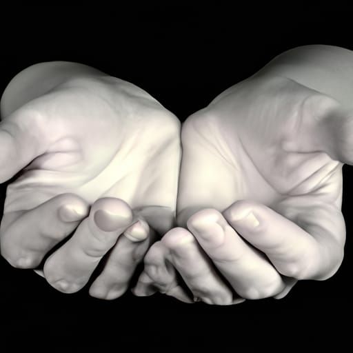 Hands Offered in Goodwill: A Close-Up Study