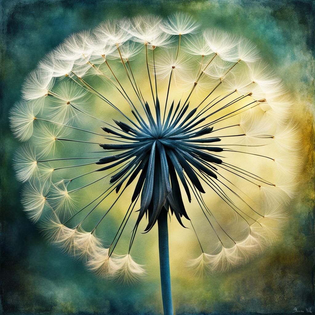 Magical Dandelion Seedhead Watercolor Art