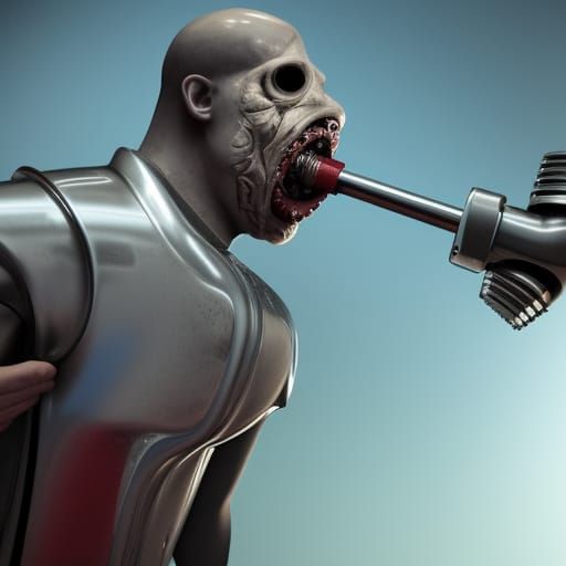 Man Eats Vacuum Cleaner: Photorealistic Body Horror