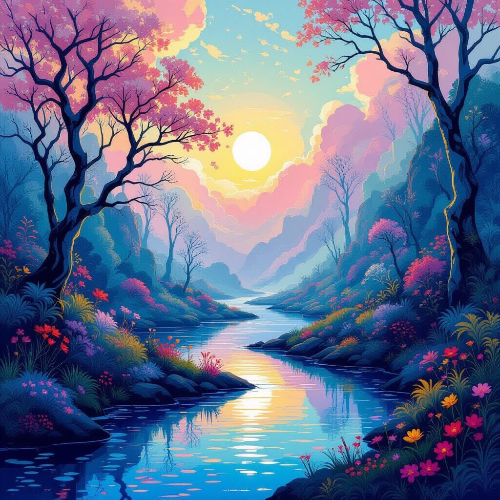 Dreamlike Fantasy Scene with Ethereal Lighting