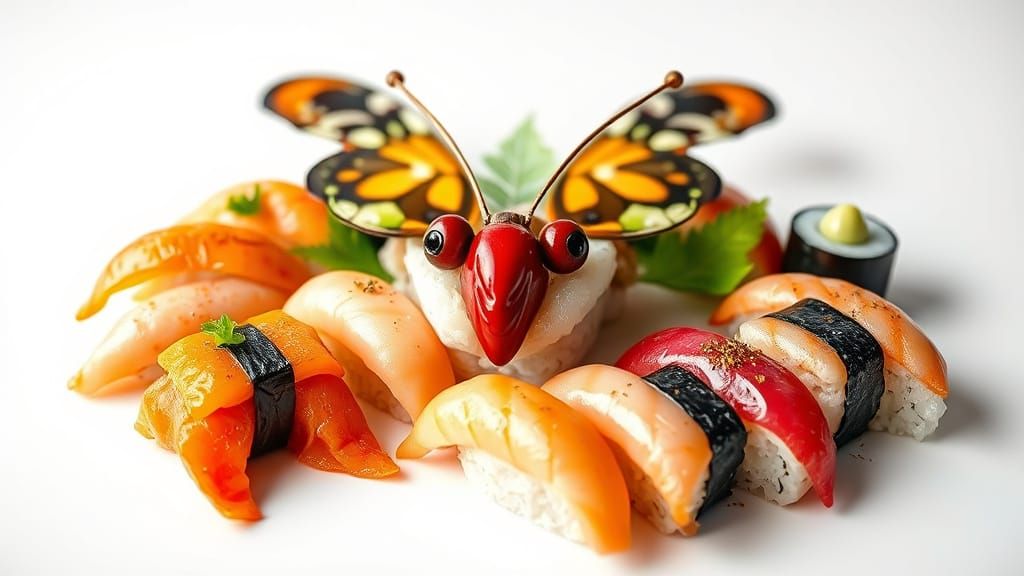 Sushi Butterfly: Food Photography Masterpiece in 8K