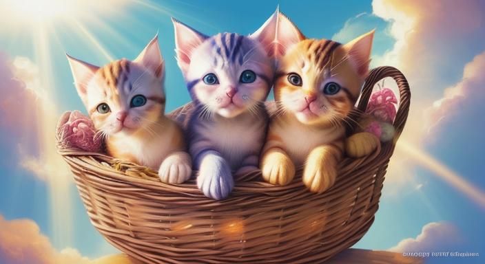 Playful Kittens Bathed in Sunlight: Hyperrealistic Splash Ar...