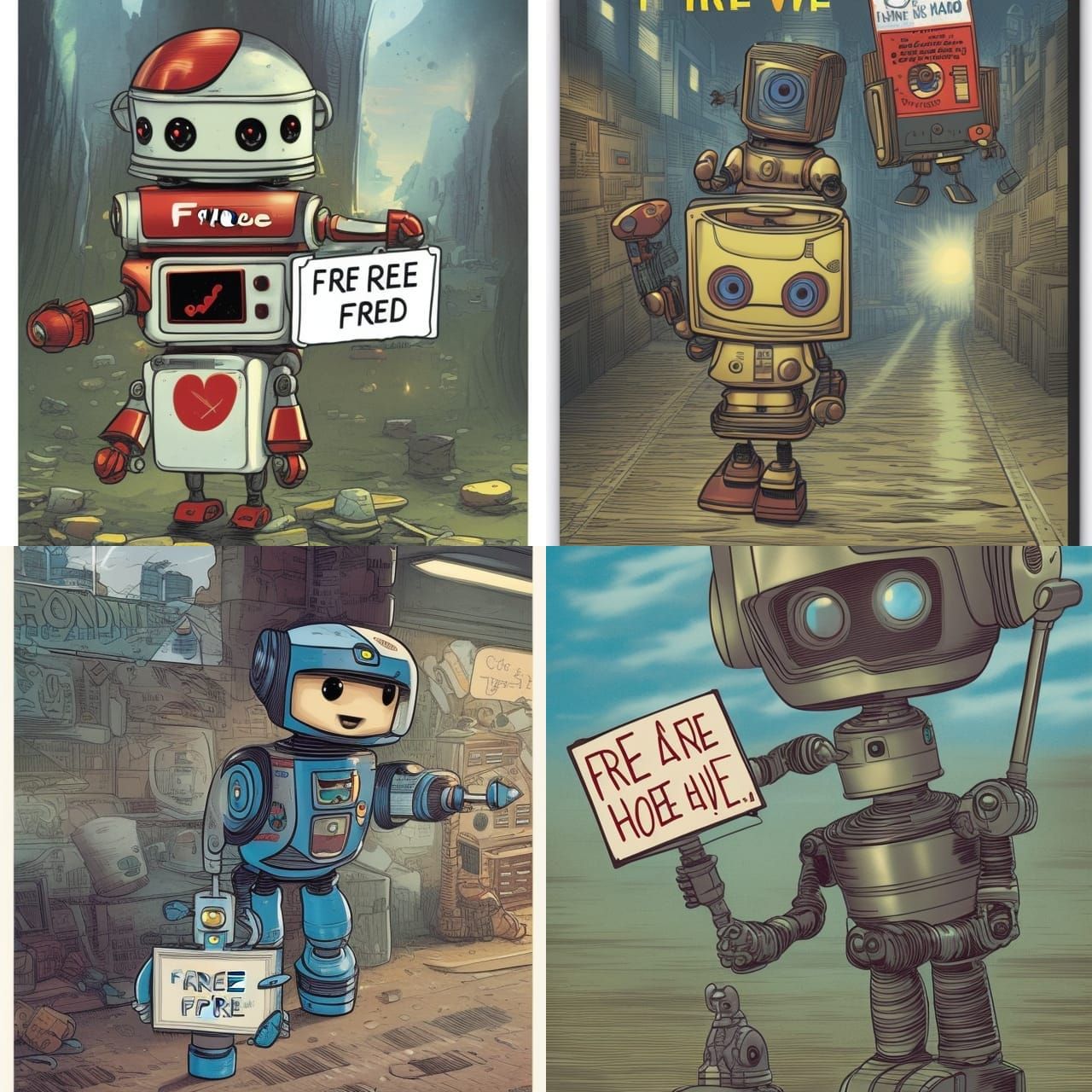 Cute Robot Offers Itself, Comic Book Art