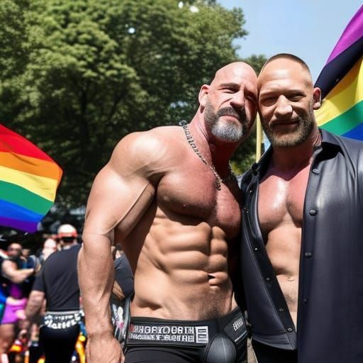 Gay Pride Parade: Muscular Men in Love