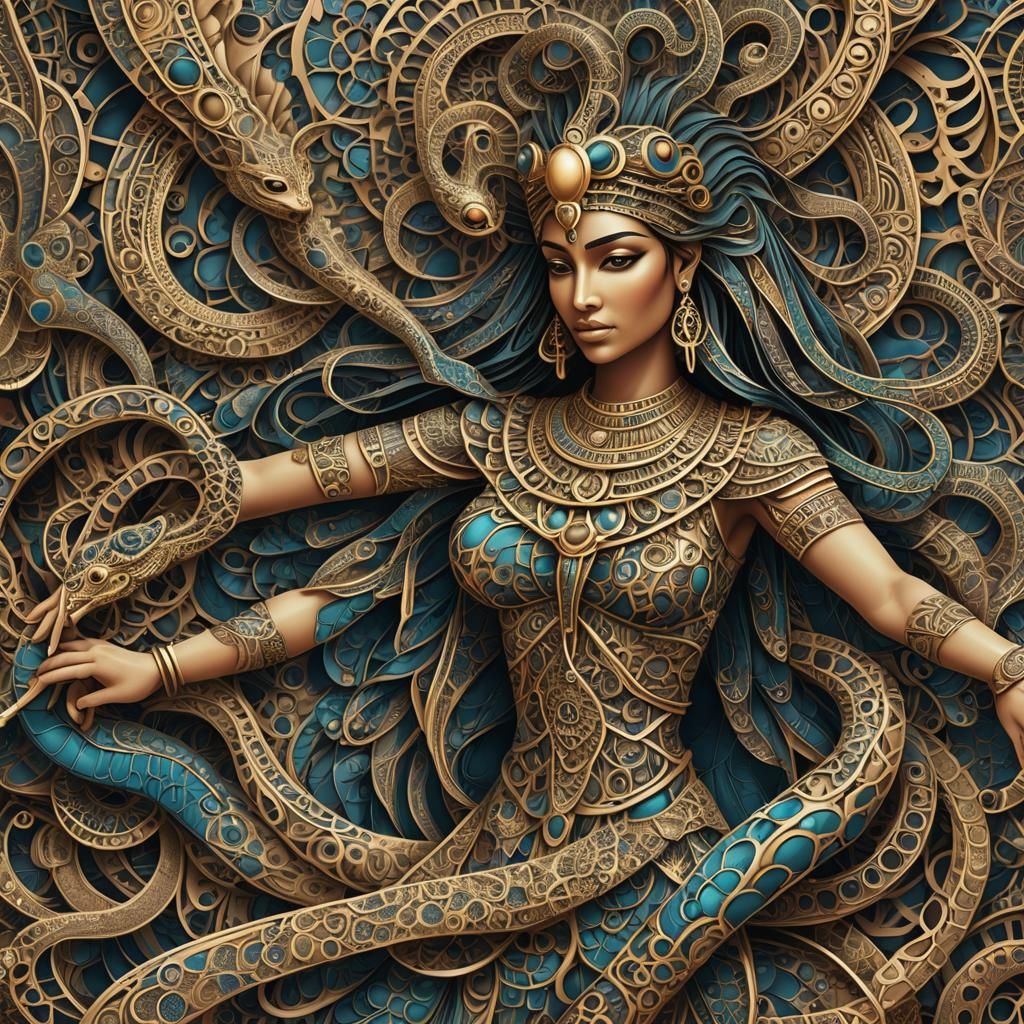 Isis and Serpent in Abstract Fractal Art