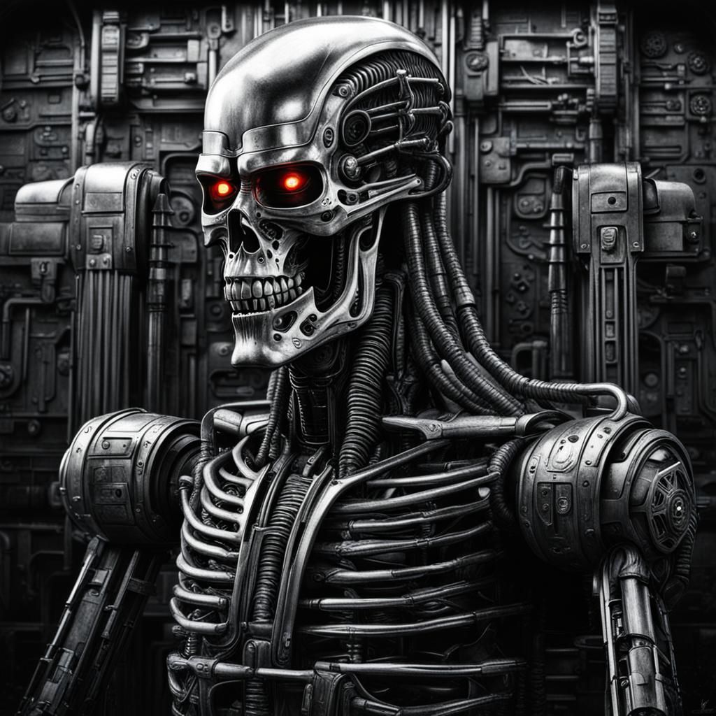 Nightmarish Biomechanical Cyborg in Giger Style