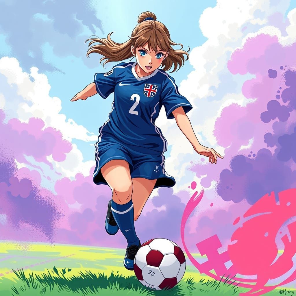 Iceland Soccer Player in Anime Key Visual Style