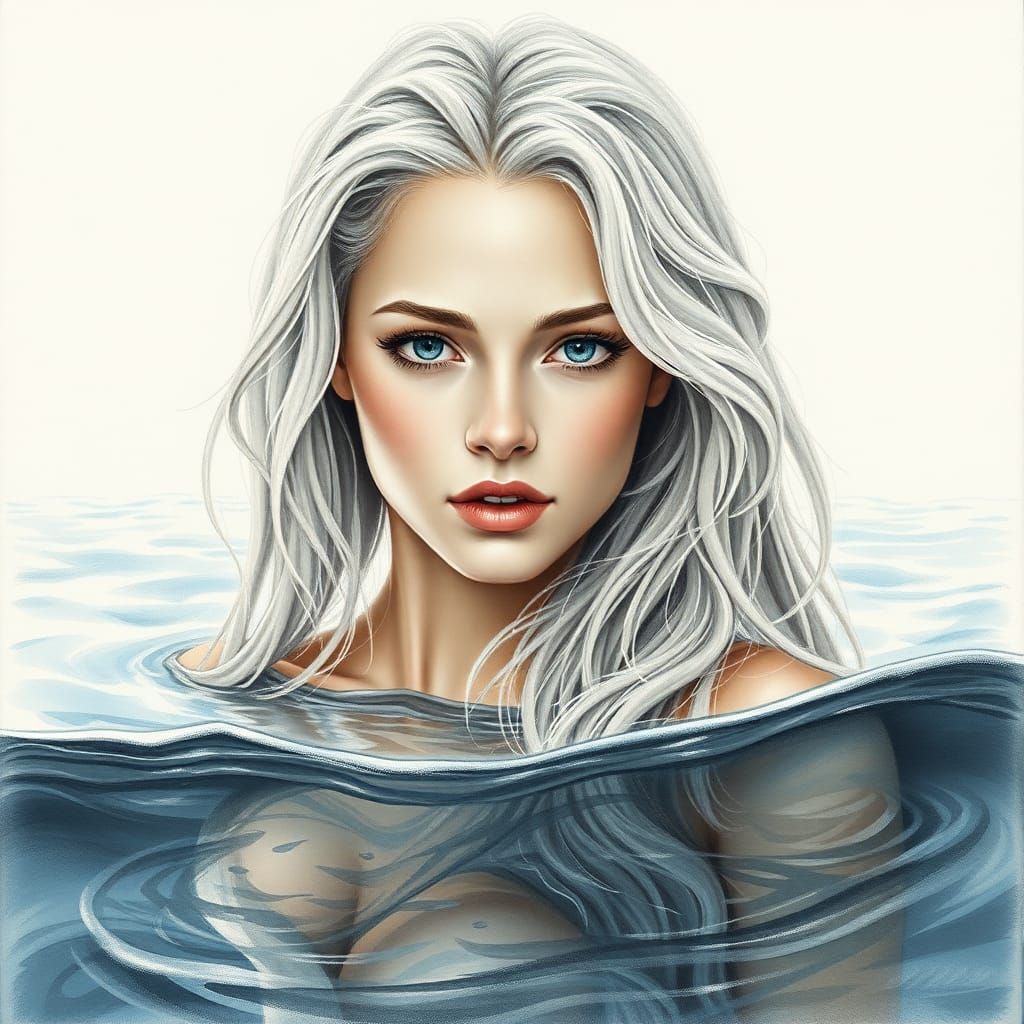 Beautiful Mermaid with Bioluminescent Hair in Ocean Depths